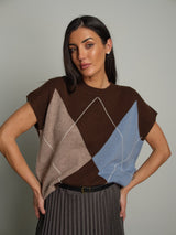 Gilet rombi lana - moro