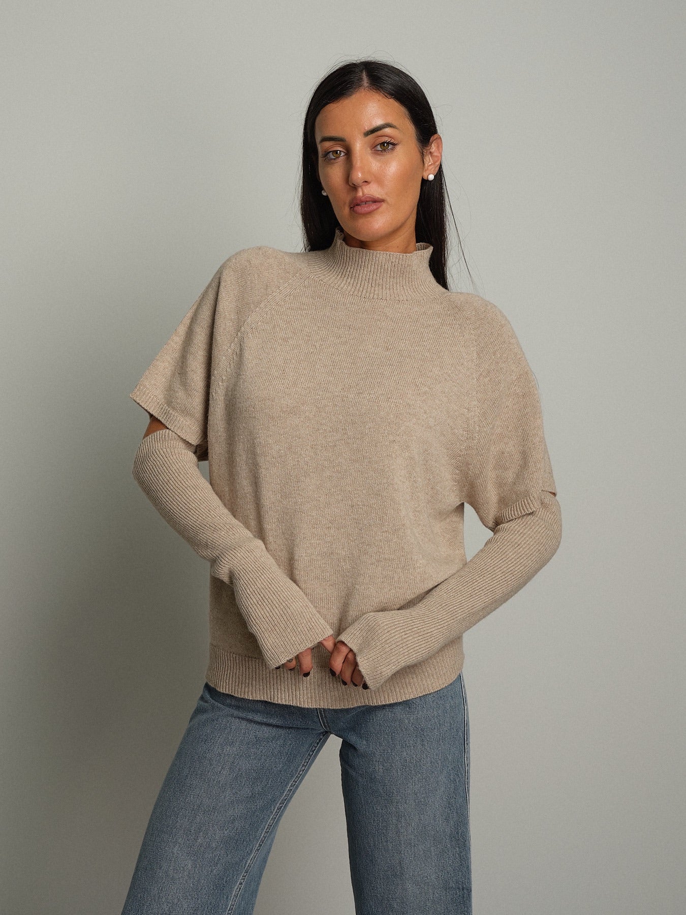 Pullover manicotto Beige Vicolo 7AC7190;Pullover manicotto Beige Vicolo 7AC7190 — foto 2;Pullover manicotto Beige Vicolo 7AC7190 — foto 3