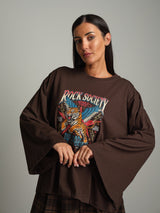 Maglia manica campana Rock - Caffè