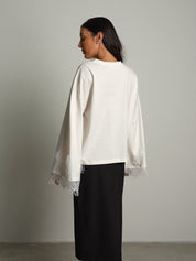 Maglia manica campana fondo pizzo Bianco-ottico Vicolo RAC0359;Maglia manica campana fondo pizzo Bianco-ottico Vicolo RAC0359 — foto 2;Maglia manica campana fondo pizzo Bianco-ottico Vicolo RAC0359 — foto 3;Maglia manica campana fondo pizzo Bianco-ottico Vicolo RAC0359 — foto 4;Maglia manica campana fondo pizzo Bianco-ottico Vicolo RAC0359 — foto 5