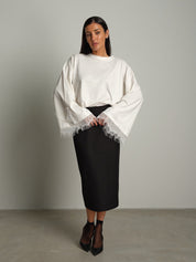 Maglia manica campana fondo pizzo Bianco-ottico Vicolo RAC0359;Maglia manica campana fondo pizzo Bianco-ottico Vicolo RAC0359 — foto 2;Maglia manica campana fondo pizzo Bianco-ottico Vicolo RAC0359 — foto 3;Maglia manica campana fondo pizzo Bianco-ottico Vicolo RAC0359 — foto 4;Maglia manica campana fondo pizzo Bianco-ottico Vicolo RAC0359 — foto 5