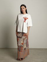Completo t-shirt + gonna lunga aragosta - Bianco ottico