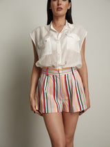 Shorts righe multicolor - Bianco ottico