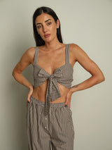Top Barbara gessato - Moka