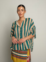 Camicia riga spalla scesa - Écru