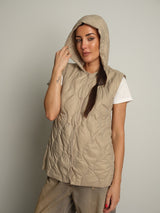 Gilet piumino cappuccio - Beige