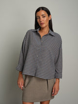 Camicia check fino - Blu