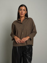 Camicia check fino - Cammello