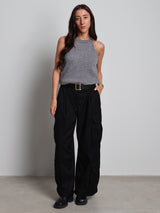 Pantalone cargo viscosa PREORDINE 16/09 - Nero