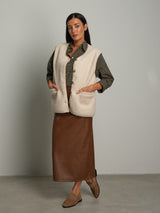 Gilet teddy - Panna
