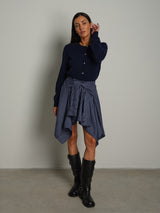 Gonna finta camicia check fino - Blu