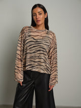 maglia tulle zebrata - Beige