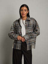 Camicia quadri frange - Grigio perla