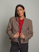 Giacca crop quadretto - Rosso