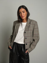 Giacca crop quadro - Grigio perla
