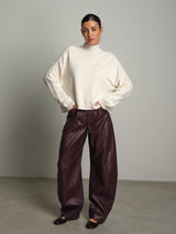 Pantalone ecopelle barrel  - Bordeaux
