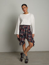 Gonna maniche camicia flanella check - Bordeaux