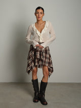 Gonna maniche camicia flanella check - moro