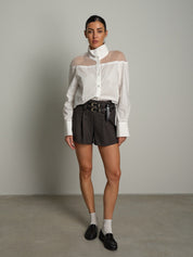 Camicia crop spalle tulle Bianco-ottico Vicolo TAC1752;Camicia crop spalle tulle Bianco-ottico Vicolo TAC1752 — foto 2;Camicia crop spalle tulle Bianco-ottico Vicolo TAC1752 — foto 3;Camicia crop spalle tulle Bianco-ottico Vicolo TAC1752 — foto 4