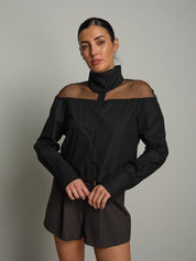 Camicia crop spalle tulle Nero Vicolo TAC1752;Camicia crop spalle tulle Nero Vicolo TAC1752 — foto 2;Camicia crop spalle tulle Nero Vicolo TAC1752 — foto 3;Camicia crop spalle tulle Nero Vicolo TAC1752 — foto 4;Camicia crop spalle tulle Nero Vicolo TAC1752 — foto 5