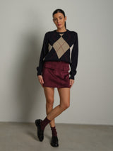 Gonna eli velluto tasche - Bordeaux