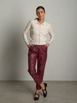 Pantalone ecopelle sigaretta elastico - Bordeaux