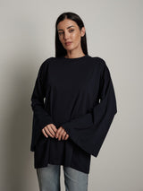 T-shirt over manica campana - Blu
