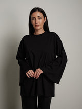 T-shirt over manica campana - Nero