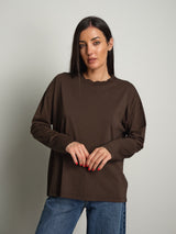 Maglia manica lunga over basica - Moka