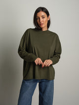 Maglia manica lunga over basica - Verde militare