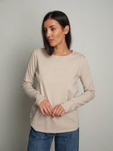 Maglia manica lunga slim basica - Beige
