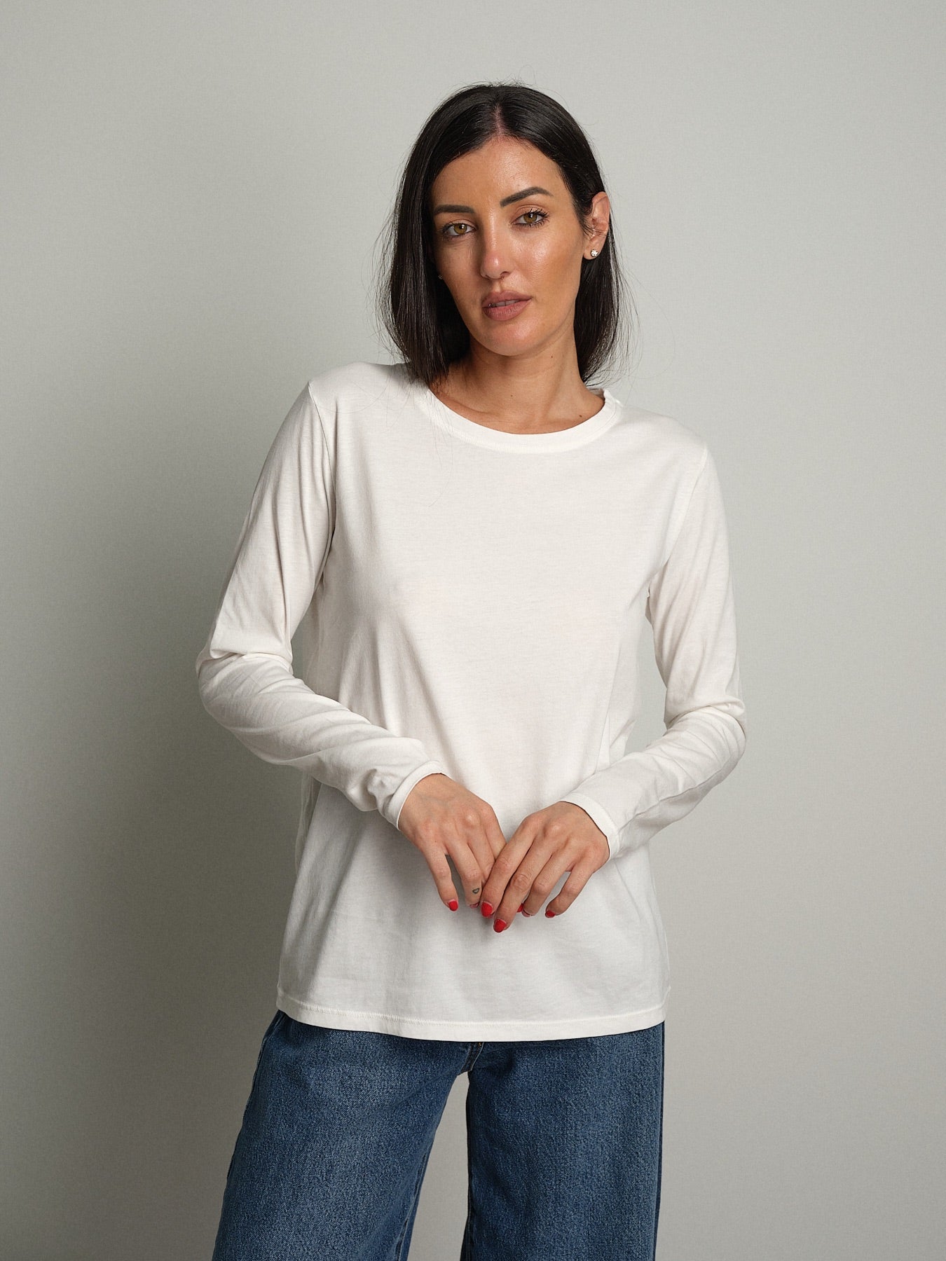 Maglia manica lunga slim basica Bianco-ottico Vicolo UAC0098;Maglia manica lunga slim basica Bianco-ottico Vicolo UAC0098 — foto 2;Maglia manica lunga slim basica Bianco-ottico Vicolo UAC0098 — foto 3