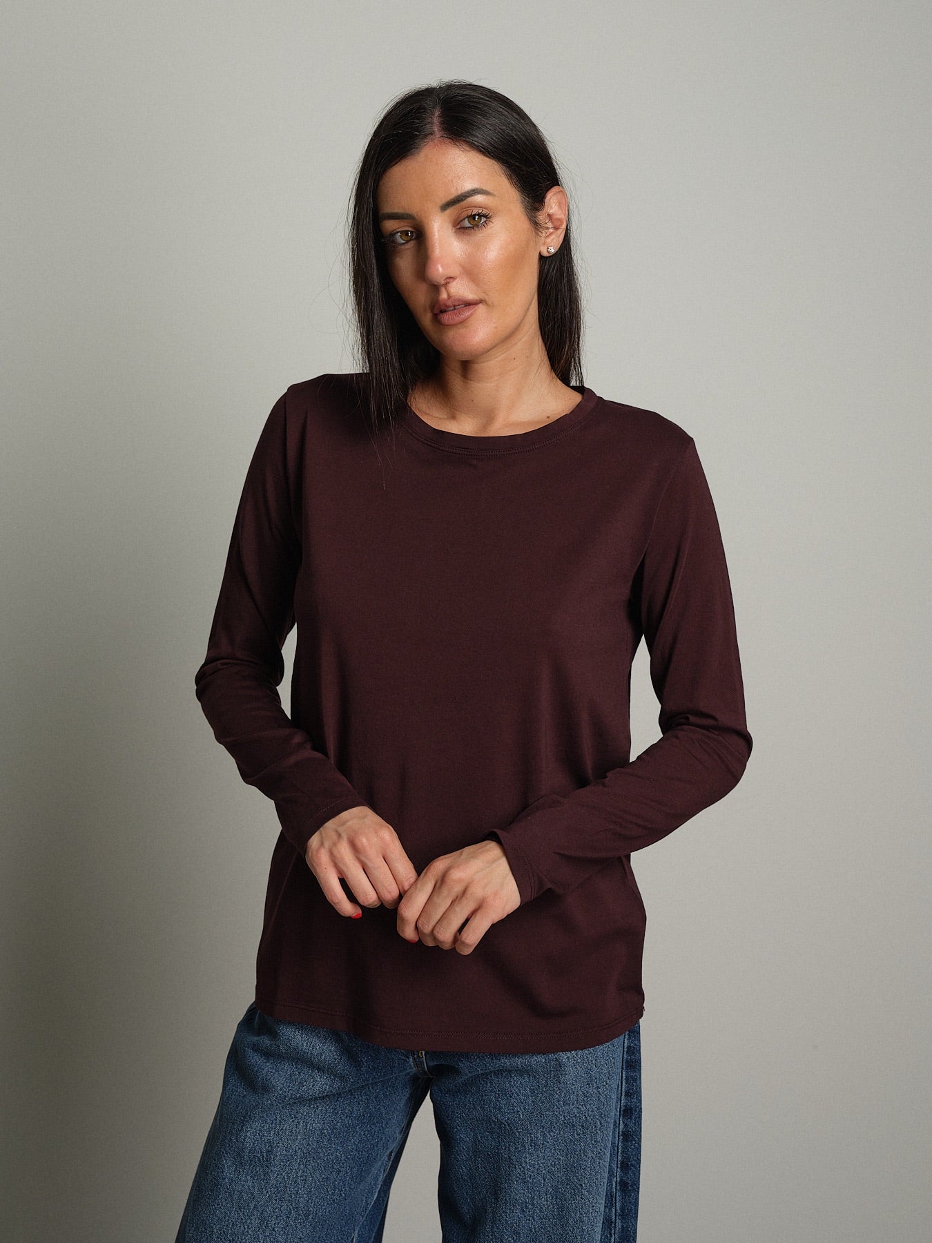 Maglia manica lunga slim basica Bordeaux Vicolo UAC0098;Maglia manica lunga slim basica Bordeaux Vicolo UAC0098 — foto 2;Maglia manica lunga slim basica Bordeaux Vicolo UAC0098 — foto 3