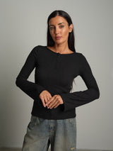 Maglia serafino manica ampia - Antracite
