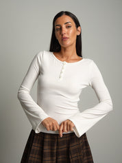 Maglia serafino manica ampia Bianco-ottico Vicolo UAC0136;Maglia serafino manica ampia Bianco-ottico Vicolo UAC0136 — foto 2;Maglia serafino manica ampia Bianco-ottico Vicolo UAC0136 — foto 3;Maglia serafino manica ampia Bianco-ottico Vicolo UAC0136 — foto 4