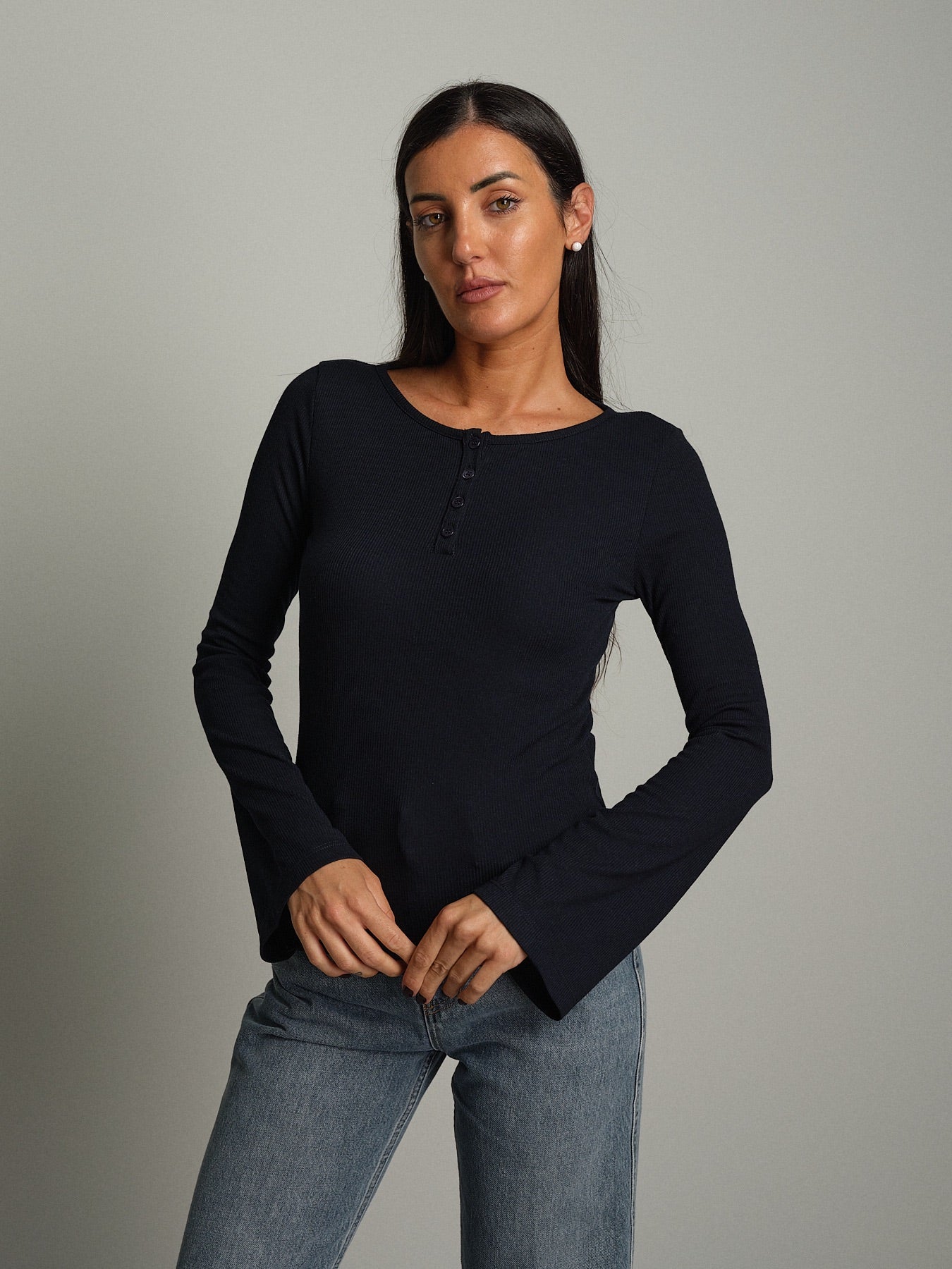 Maglia serafino manica ampia Blu Vicolo UAC0136;Maglia serafino manica ampia Blu Vicolo UAC0136 — foto 2;Maglia serafino manica ampia Blu Vicolo UAC0136 — foto 3