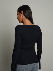 Maglia serafino manica ampia Blu Vicolo UAC0136;Maglia serafino manica ampia Blu Vicolo UAC0136 — foto 2;Maglia serafino manica ampia Blu Vicolo UAC0136 — foto 3