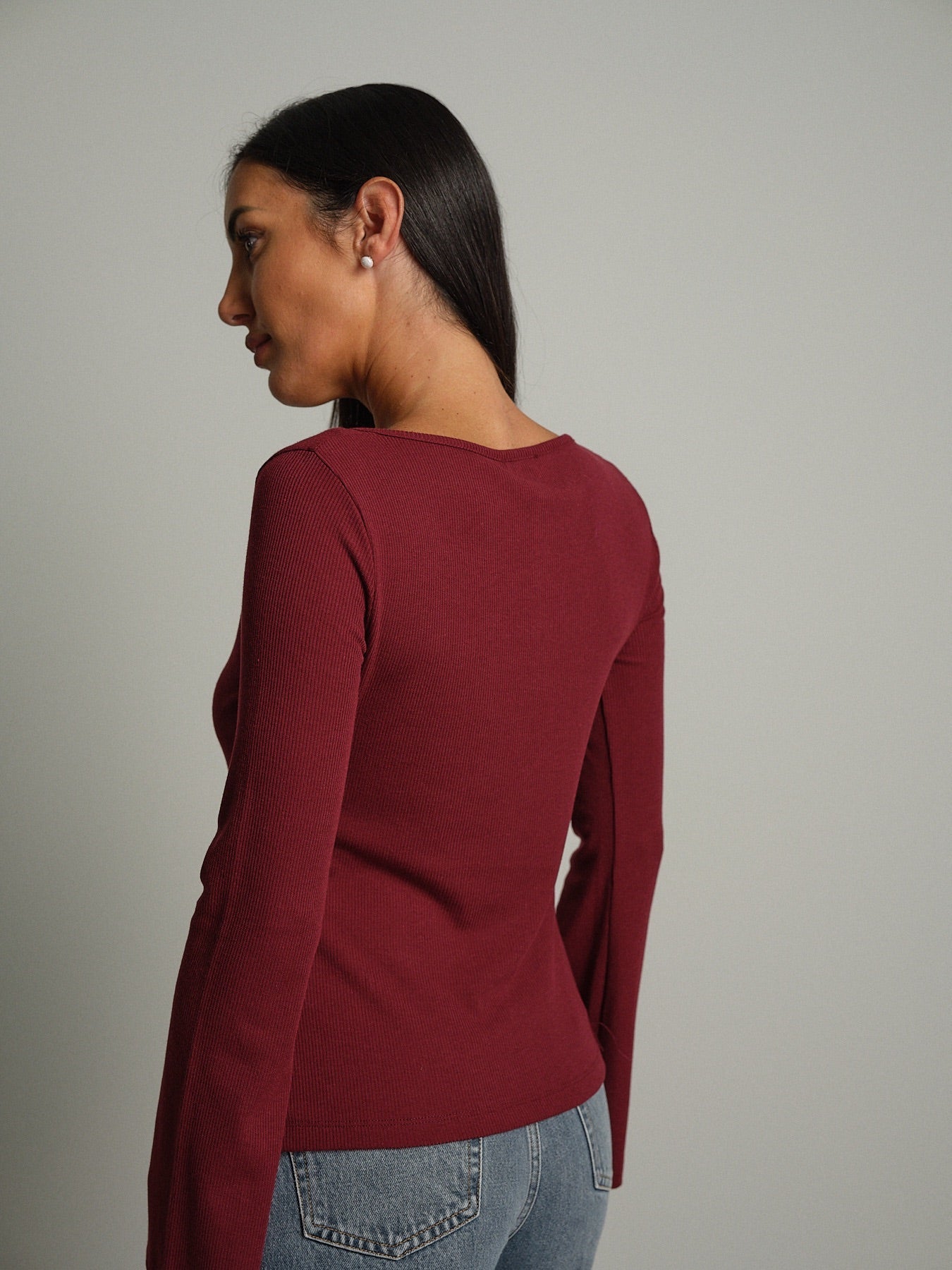 Maglia serafino manica ampia Bordeaux Vicolo UAC0136;Maglia serafino manica ampia Bordeaux Vicolo UAC0136 — foto 2;Maglia serafino manica ampia Bordeaux Vicolo UAC0136 — foto 3