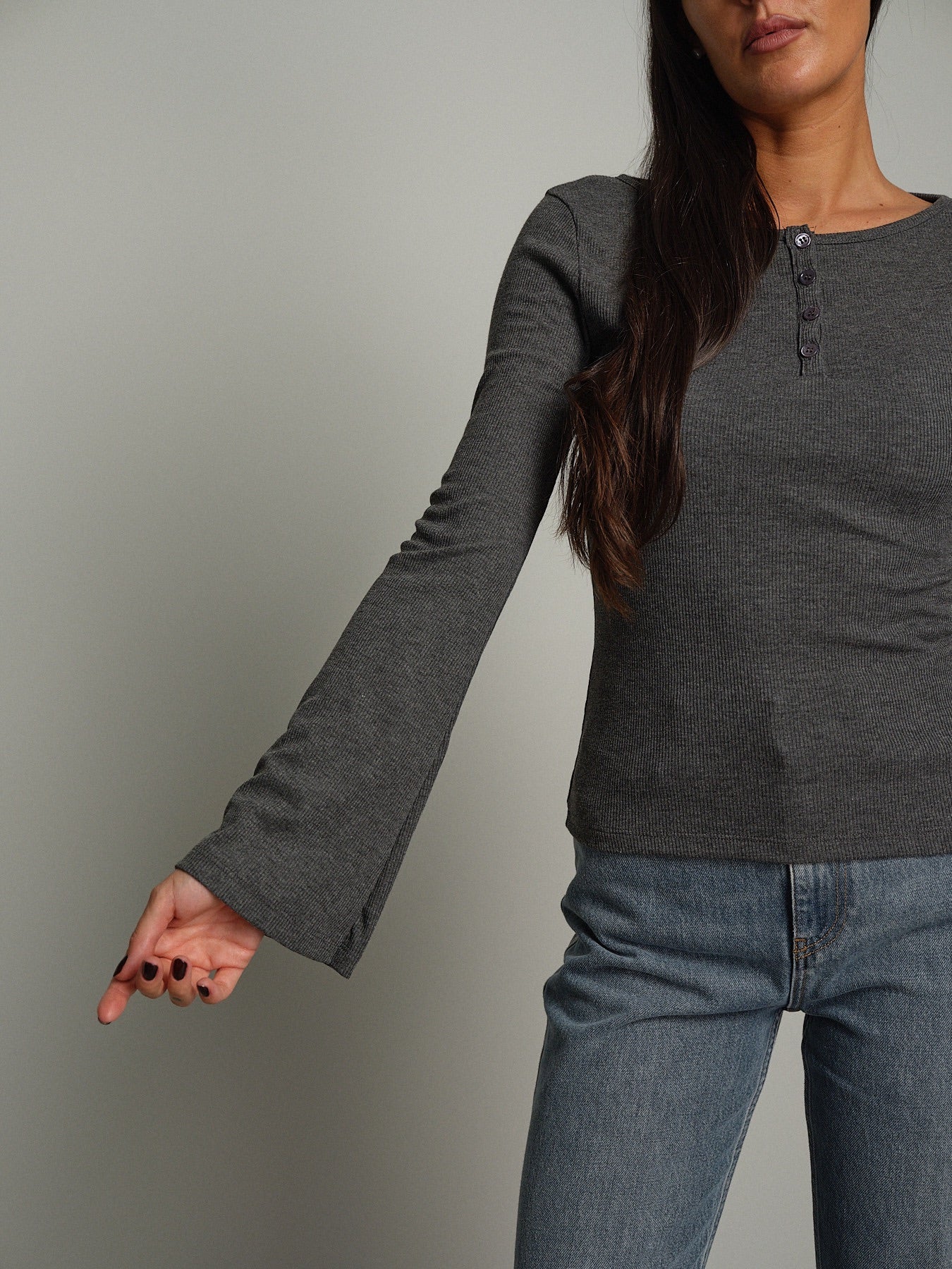 Maglia serafino manica ampia Grigio Vicolo UAC0136;Maglia serafino manica ampia Grigio Vicolo UAC0136 — foto 2;Maglia serafino manica ampia Grigio Vicolo UAC0136 — foto 3
