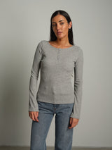 Maglia serafino manica ampia - Grigio perla