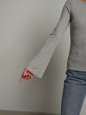 Maglia serafino manica ampia Grigio-perla Vicolo UAC0136;Maglia serafino manica ampia Grigio-perla Vicolo UAC0136 — foto 2;Maglia serafino manica ampia Grigio-perla Vicolo UAC0136 — foto 3