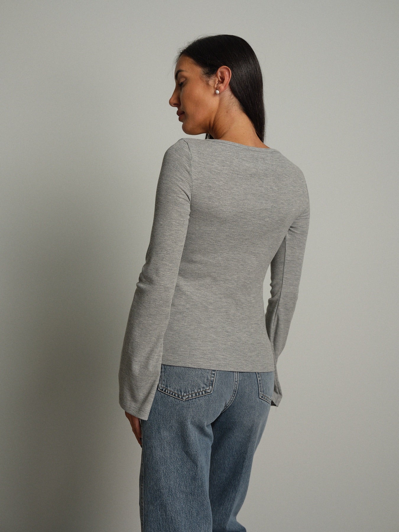 Maglia serafino manica ampia Grigio-perla Vicolo UAC0136;Maglia serafino manica ampia Grigio-perla Vicolo UAC0136 — foto 2;Maglia serafino manica ampia Grigio-perla Vicolo UAC0136 — foto 3