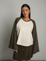 Maglia manica bicolor - Verde militare