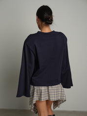Maglia spalle imbottite manica ampia Blu Vicolo UAC0177;Maglia spalle imbottite manica ampia Blu Vicolo UAC0177 — foto 2;Maglia spalle imbottite manica ampia Blu Vicolo UAC0177 — foto 3
