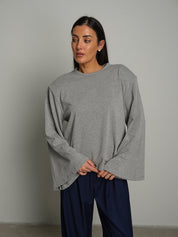 Maglia spalle imbottite manica ampia Grigio Vicolo UAC0177;Maglia spalle imbottite manica ampia Grigio Vicolo UAC0177 — foto 2;Maglia spalle imbottite manica ampia Grigio Vicolo UAC0177 — foto 3;Maglia spalle imbottite manica ampia Grigio Vicolo UAC0177 — foto 4