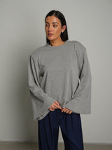 Maglia spalle imbottite manica ampia - Grigio