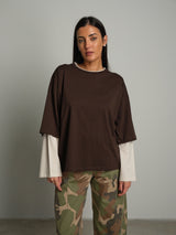 T-shirt doppia manica - moro