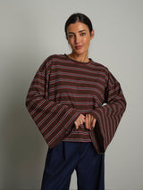 Maglia righe manica campana - moro