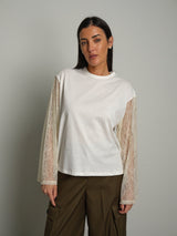 Maglia manica pizzo - Bianco ottico