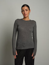 Maglia manica lunga lamé - Grigio